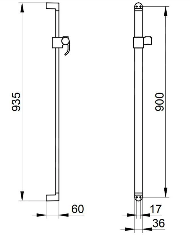 Keuco Elegance - Douchestang 900 Mm, Chroom 51685010900 - Afbeelding 2