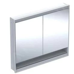 Geberit ONE - Spiegelkast Met LED-verlichting, 1050x900x150 Mm, 2 Deuren, Met Nis, Inbouw, Aluminium 505.824.00.1