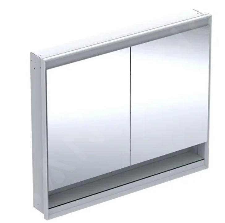 Geberit ONE - Spiegelkast Met LED-verlichting, 1050x900x150 Mm, 2 Deuren, Met Nis, Inbouw, Aluminium 505.824.00.1