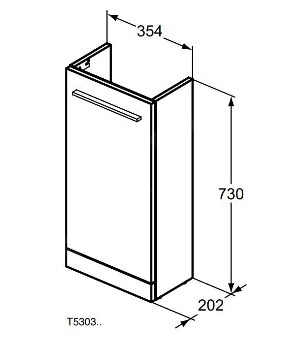 Ideal Standard I.Life S - Wastafelonderkast, 354x202x730 Mm, 1 Deur, Mat Carbon Grijs T5303NV - Afbeelding 2