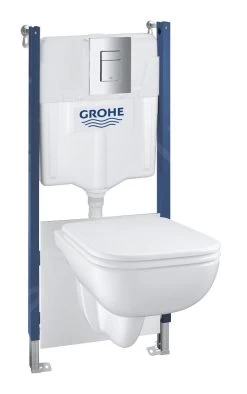 Grohe Solido - Voorwand Montageset, Edge Ceramic Toilet En Softclose Zitting, Even Bedieningsplaat, Chroom 39816000
