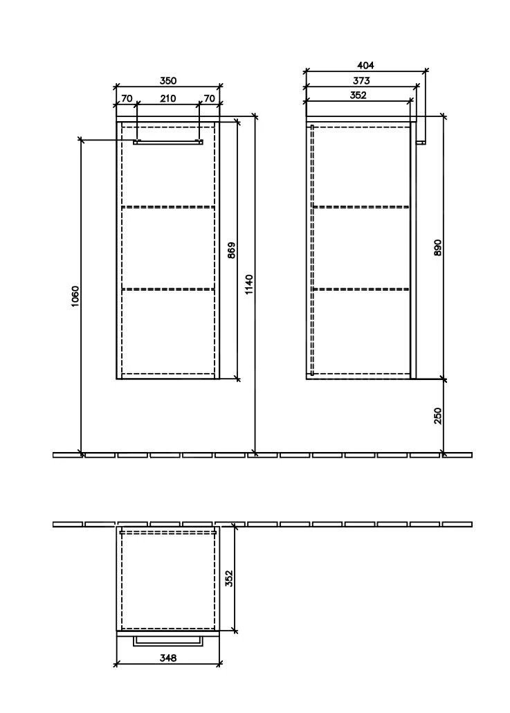 Villeroy & Boch Avento - Badkamer Zijkast, 350x890x373 Mm, 1 Deur, Crystal Black A89501B3 - Afbeelding 2