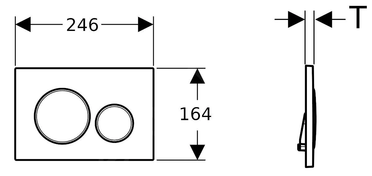 Geberit Sigma20 - Bedieningsplaat, Glanzend Zwart/mat Zwart Ring 115.882.DW.1IIJ3 - Afbeelding 2