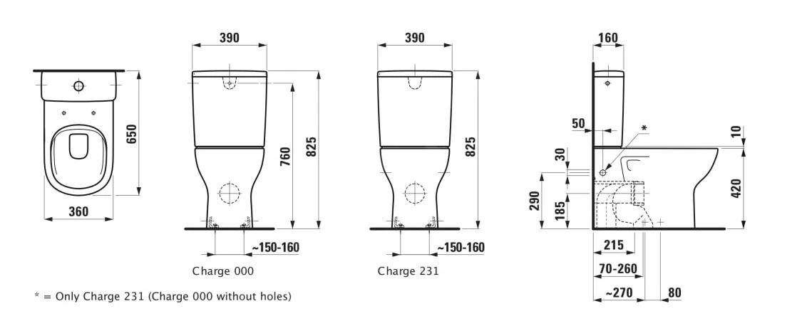 Laufen Lua - Duoblok Pot, Rimless, Vario Afvoer, LCC, Wit H8240814000001 - Afbeelding 2