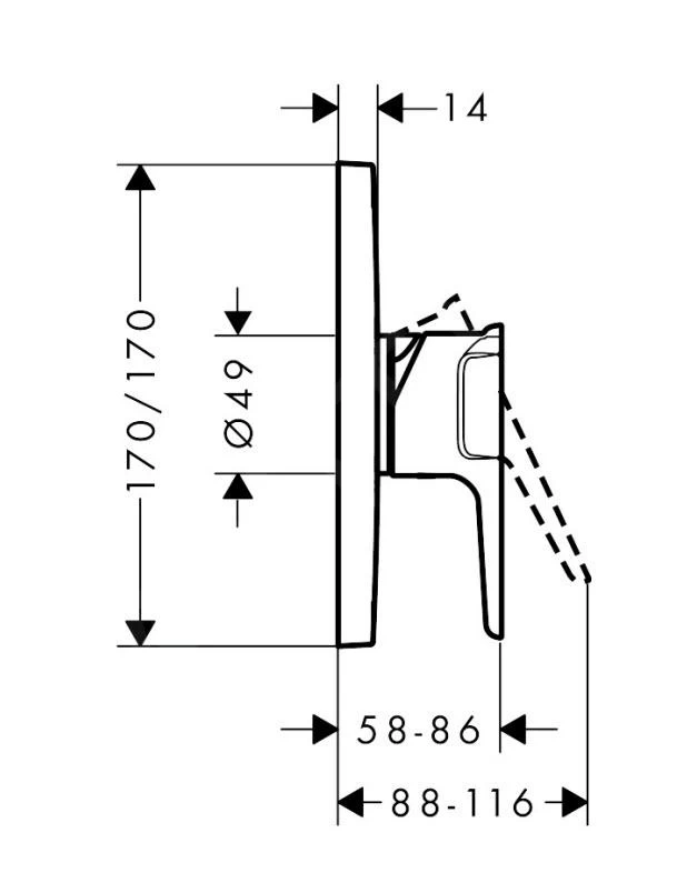 Axor Citterio E - Inbouw Douchekraan, Mat Zwart 36655670 - Afbeelding 2