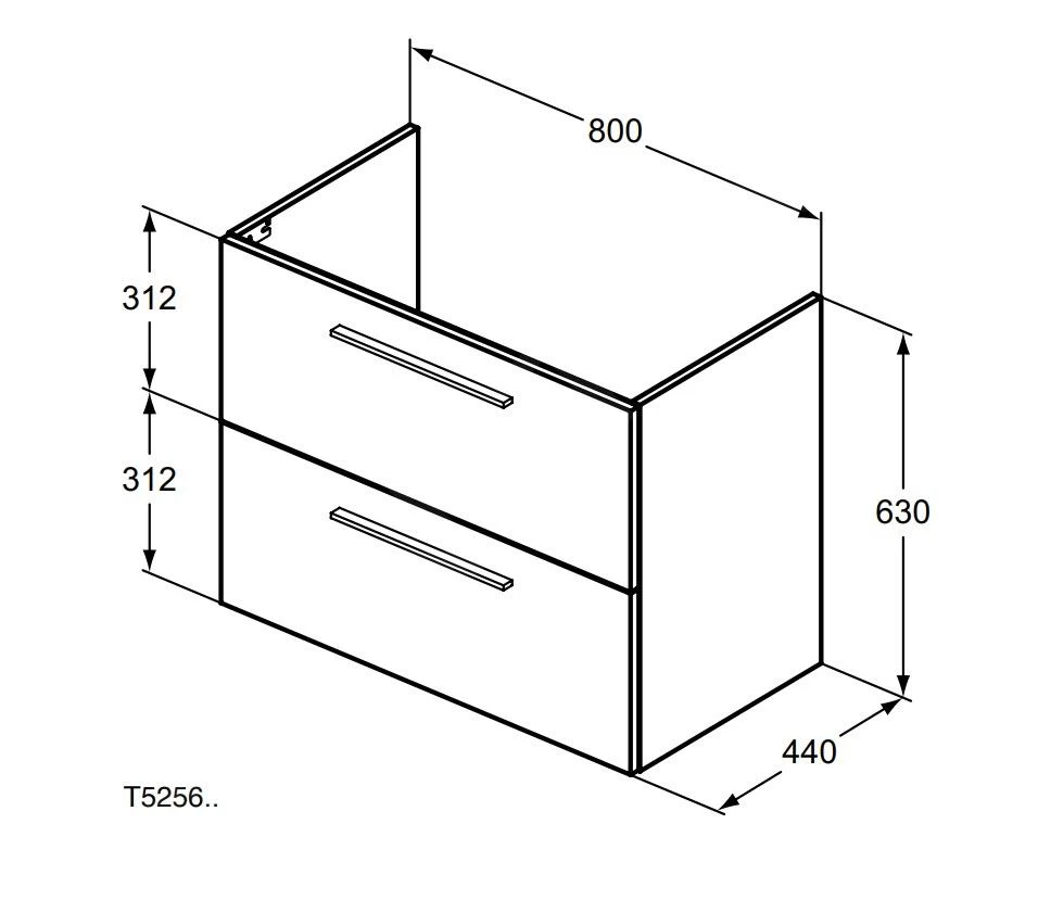 Ideal Standard I.Life A - Wastafelonderkast, 800x440x630 Mm, 2 Laden, Mat Beige T5256NH - Afbeelding 2