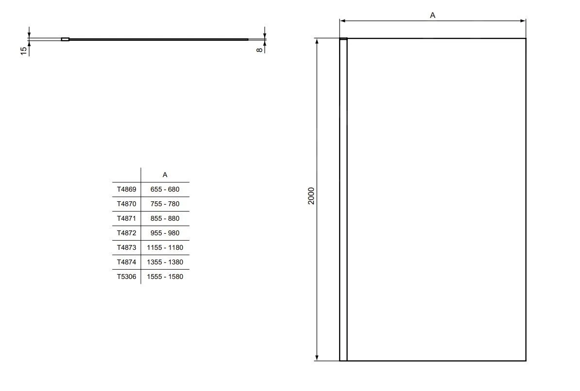 Ideal Standard I.Life - Walk-In Douchewand 800 Mm, Silver Bright/helder Glas T4870EO - Afbeelding 2