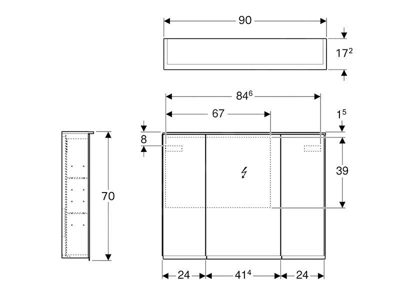 Geberit Option - Spiegelkast Met Verlichting, 900x700x172 Mm 500.594.00.1 - Afbeelding 2