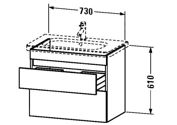 Duravit DuraStyle - Wastafelonderkast Compact, 610x730x368 Mm, 2 Laden, Glanzend Wit DS649902222 - Afbeelding 2