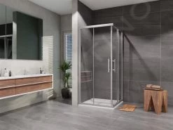 Lansanit LitEX Terni - Douchecabine 4 Delig 1000x1000 Mm, Glanzend Aluminium/mat Glas CF11-190-M