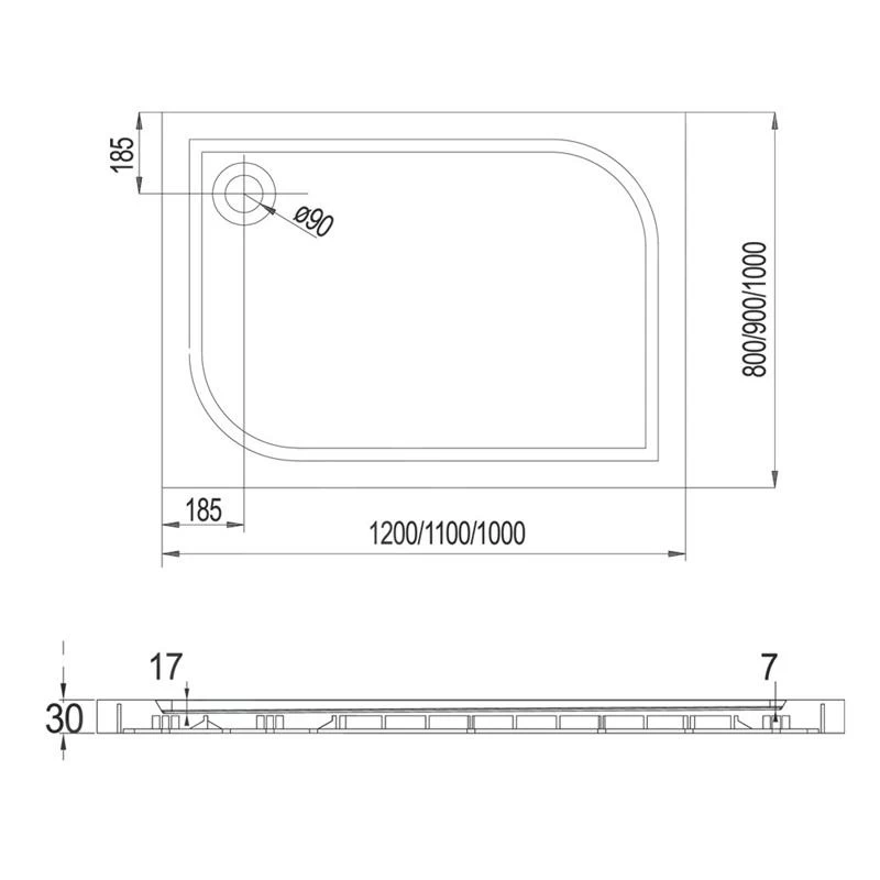 Mereo Douchebakken - Douchebak 1200x900 Mm, Gelcoat, Wit CV77M - Afbeelding 2