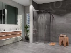 Lansanit LitLUX Brix - Douchecabine 4 Delig 1000x1000 Mm, Glanzend Aluminium/helder Glas HHY11-4