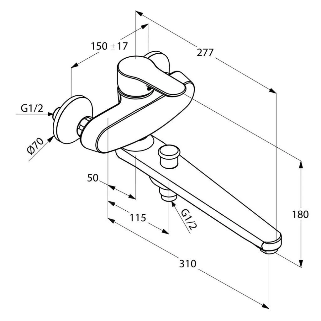 Kludi Objekta - Eengreeps Badkraan, Chroom 324910575 - Afbeelding 2