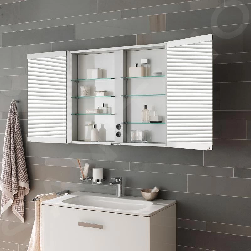 Keuco Royal Match - Spiegelkast Met LED-verlichting, 650x700x160 Mm, Zilver Geanodiseerd 12801171311 - Afbeelding 5