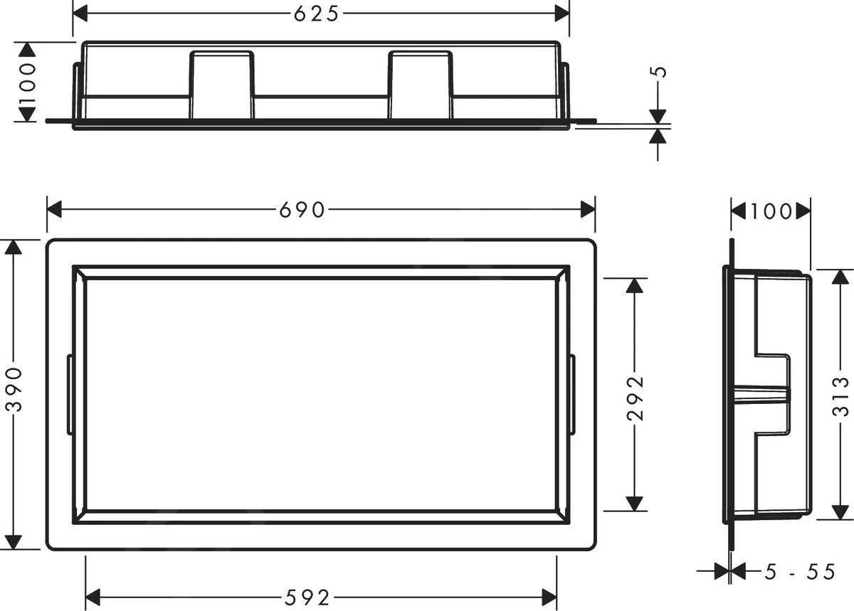 Hansgrohe XtraStoris Original - Inbouwnis, 300x600x100 Mm, Mat Zwart 56064670 - Afbeelding 2