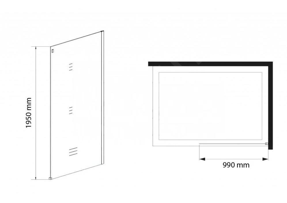 Lansanit LitLUX Slim Alvaro - Vaste Douchewand 1000 Mm, Helder Glas SPZD100 - Afbeelding 2