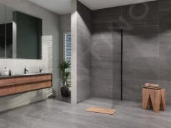 Lansanit LitLUX Slim Alvaro - Vaste Douchewand Black Line 900 Mm, Helder Glas SPZD90-B