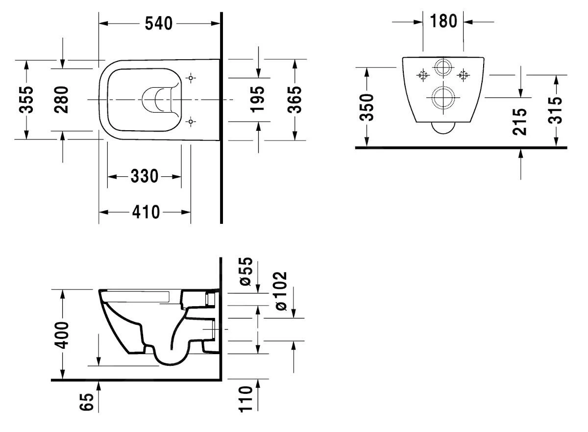 Duravit Happy D.2 - Wandtoilet, Rimless, DuraFix, Alpine Wit 2222090000 - Afbeelding 2