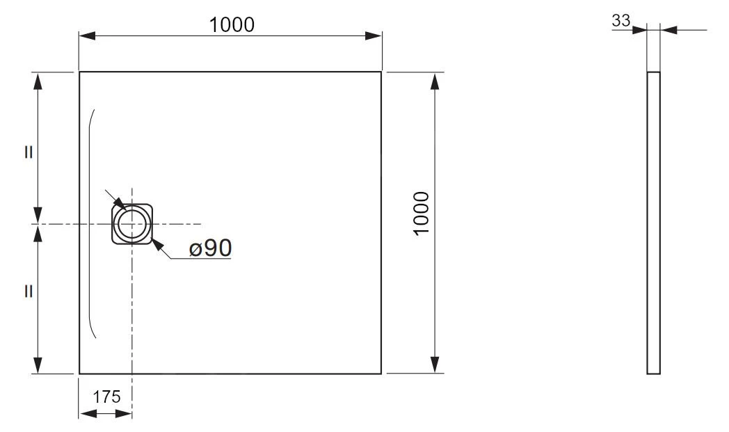 Laufen Pro - Douchebak 1000x1000 Mm, Mat Betongrijs H2119520790001 - Afbeelding 2