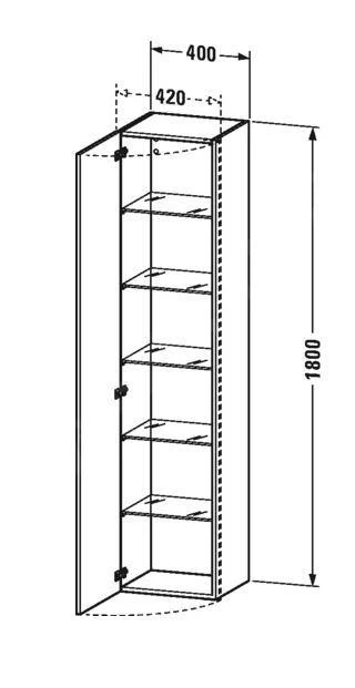 Duravit DuraStyle - Hoge Kast 1800x400x360 Mm, Links, Glanzend Wit DS1229L2222 - Afbeelding 2