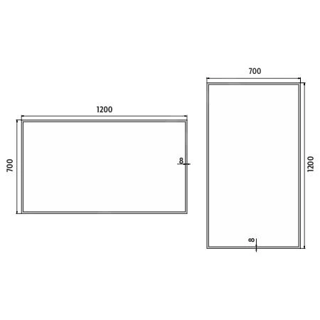 Nimco Spiegels - Spiegel Met LED Verlichting, 1200x700 Mm, Vierkant, Aluminium ZP 13006 - Afbeelding 2