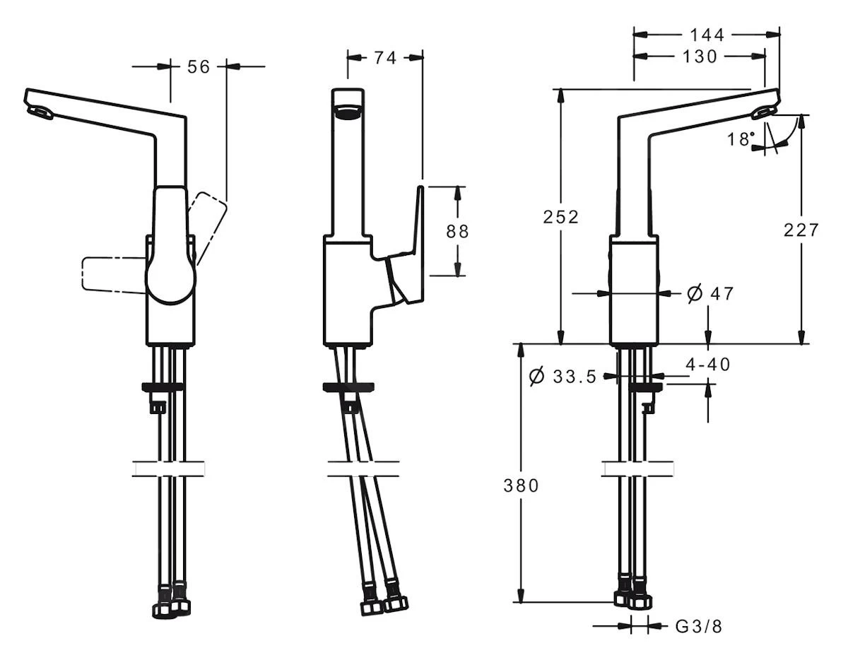 Hansa Twist - Wastafelkraan Met Draaibare Uitloop, Mat Zwart 0955220333 - Afbeelding 2