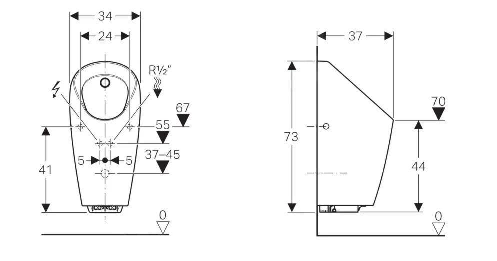 Geberit Urinoirs - Urinoir Selva Voor Geïntegreerd Besturing, Wit 116.085.00.1 - Afbeelding 2