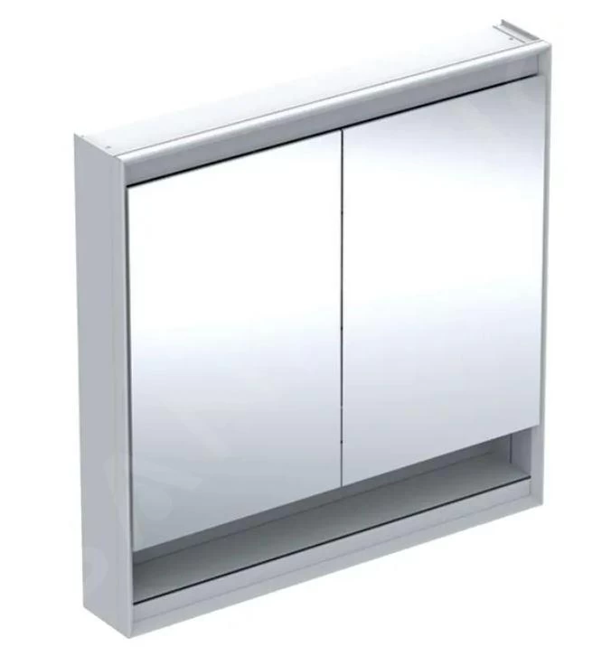 Geberit ONE - Spiegelkast Met LED-verlichting, 900x900x150 Mm, 2 Deuren, Met Nis, Wit 505.833.00.2
