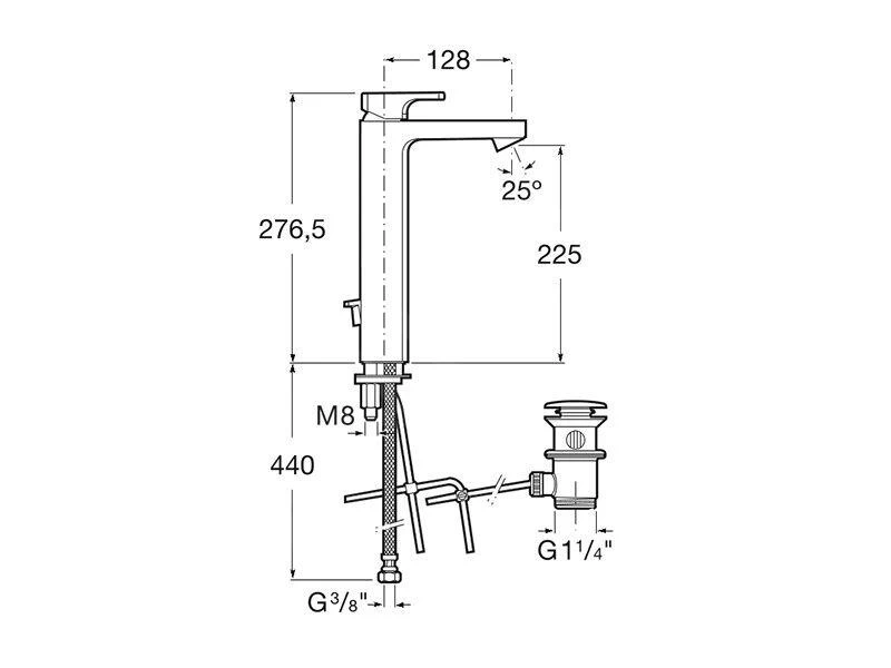 Roca L90 - Wastafelkraan Met Waste Click-Clack, ColdStart, Chroom A5A3G01C00 - Afbeelding 2