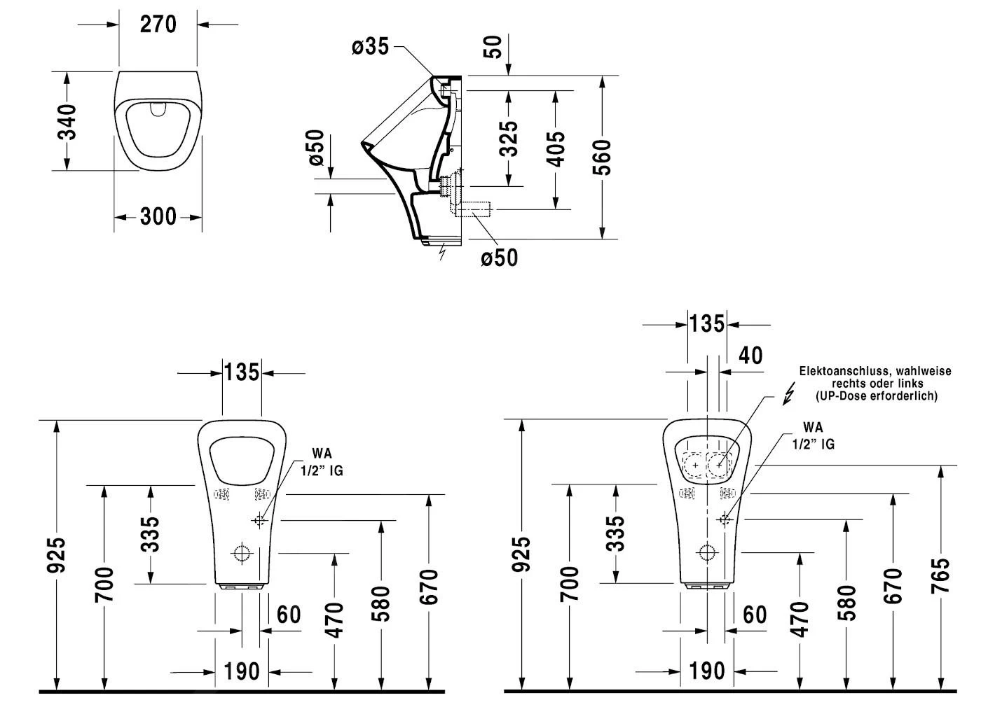 Duravit DuraStyle - Elektronische Urinor, Batterij Voeding, Met HygieneGlaze, Alpine Wit 2804312000 - Afbeelding 2