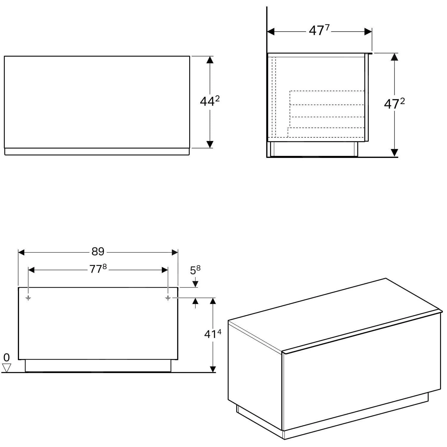 Geberit ICon - Onderbouw Zijkast Met Interne Lade 890x472 Mm, Mat Wit 841090000 - Afbeelding 2
