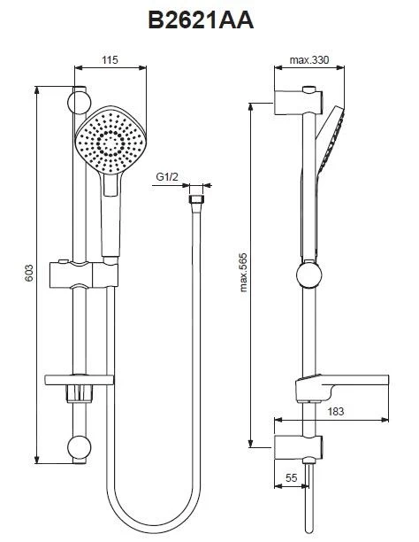 Ideal Standard Idealrain Evo Jet - Doucheset Met Handdouche, 3-jets, Douchestang En Doucheslang, Chroom B2621AA - Afbeelding 2