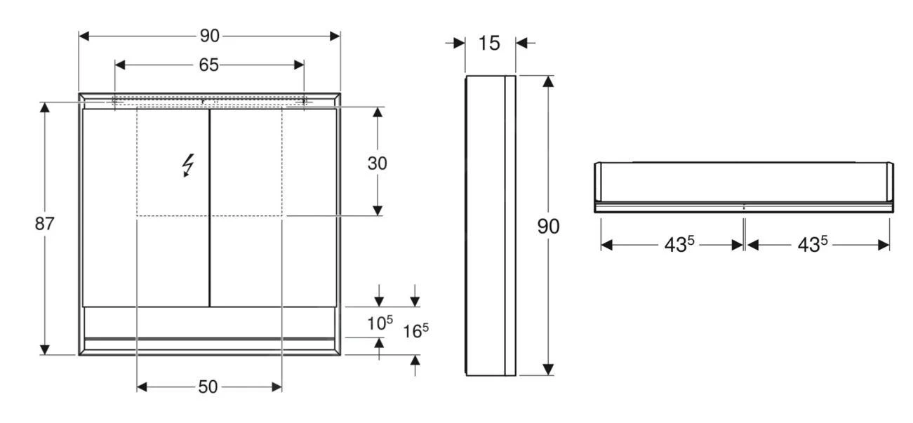 Geberit ONE - Spiegelkast Met LED-verlichting, 900x900x150 Mm, 2 Deuren, Met Nis, Wit 505.833.00.2 - Afbeelding 2