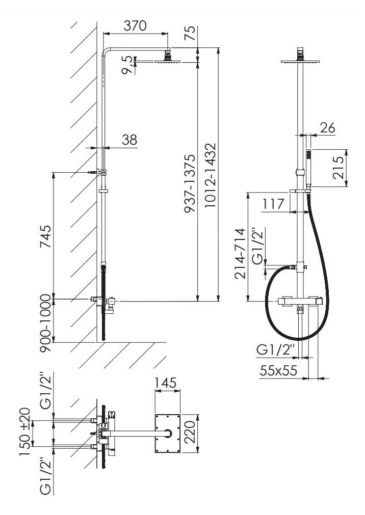 Steinberg 160 - Doucheset Met Thermostaat, 145x220 Mm, Rose Goud 160 2721 RG - Afbeelding 2