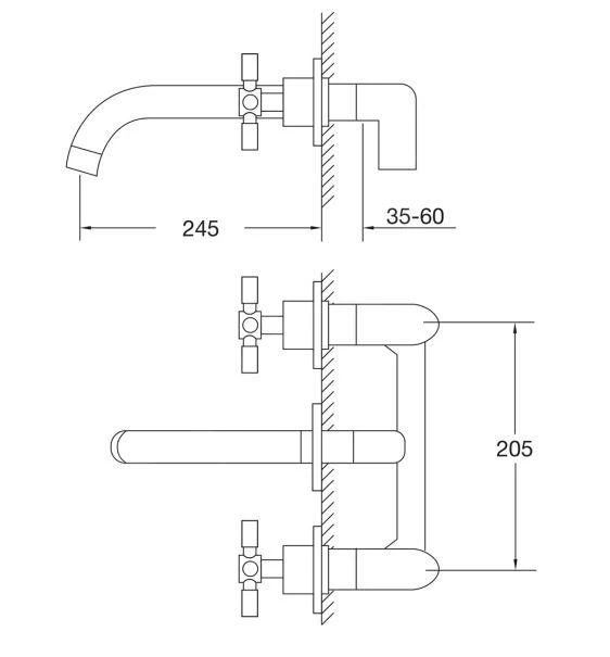 Steinberg 250 - Inbouw Wastafelkraan, 3-gats Installatie, Met Inbouwdeel, Chroom 250 1916 - Afbeelding 2