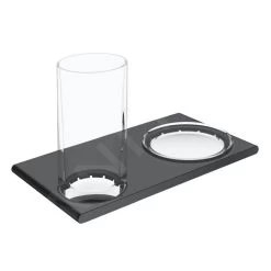 Keuco Edition 400 - Beker Met Zeepschaal Wandbevestiging, Glas/zwart Chroom Geborsteld 11556139000