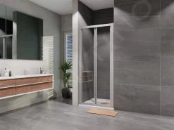 Lansanit LitEX Briano - Vouwdeur Douche 800 Mm, Glanzend Aluminium/mat Glas BF80-190-M