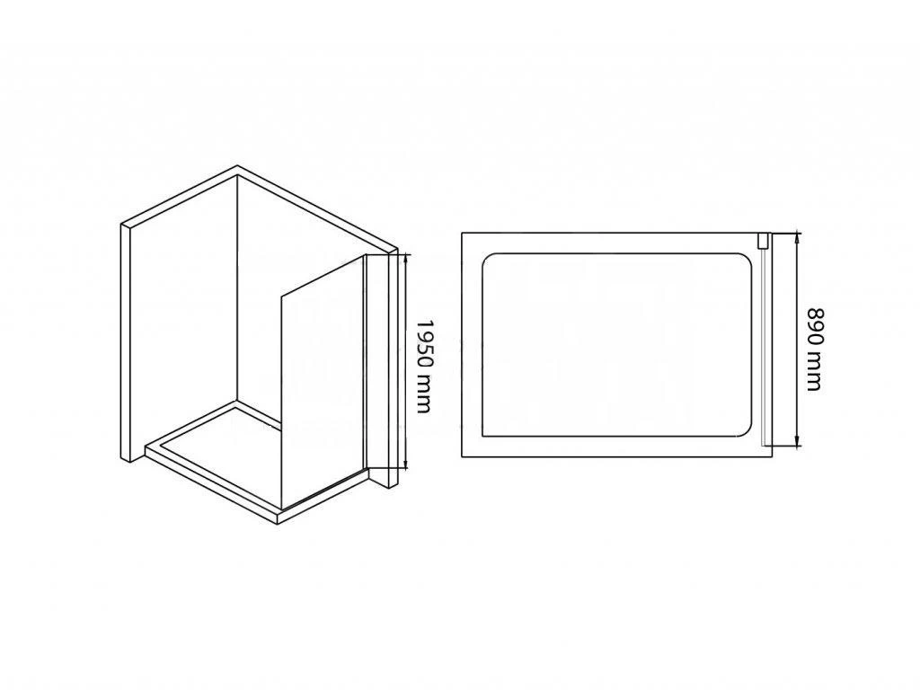 Lansanit LitLUX Slim Tadao - Vaste Douchewand 900 Mm, Glanzend Aluminium/helder Glas SPD90 - Afbeelding 2