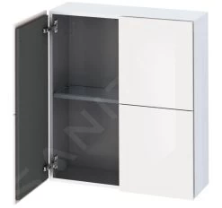Duravit L-Cube - Hoge Badkamerkast 800x700x243 Mm, 2 Deuren, Glanzend Wit LC116702222