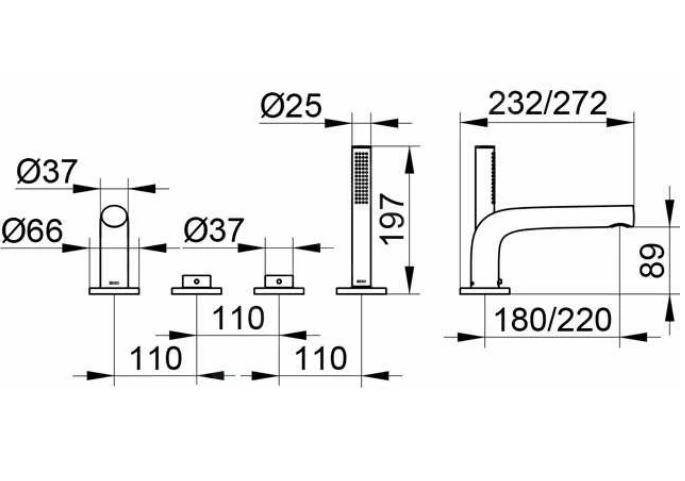 Keuco Edition 400 - Badrandkraan, 4-gats, Chroom 51530010100 - Afbeelding 2