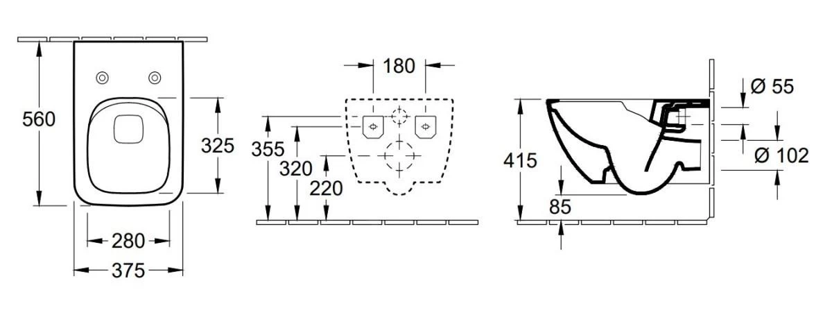 Villeroy & Boch Venticello - Wandcloset, DirectFlush, CeramicPlus, Stone White 4611R0RW - Afbeelding 2