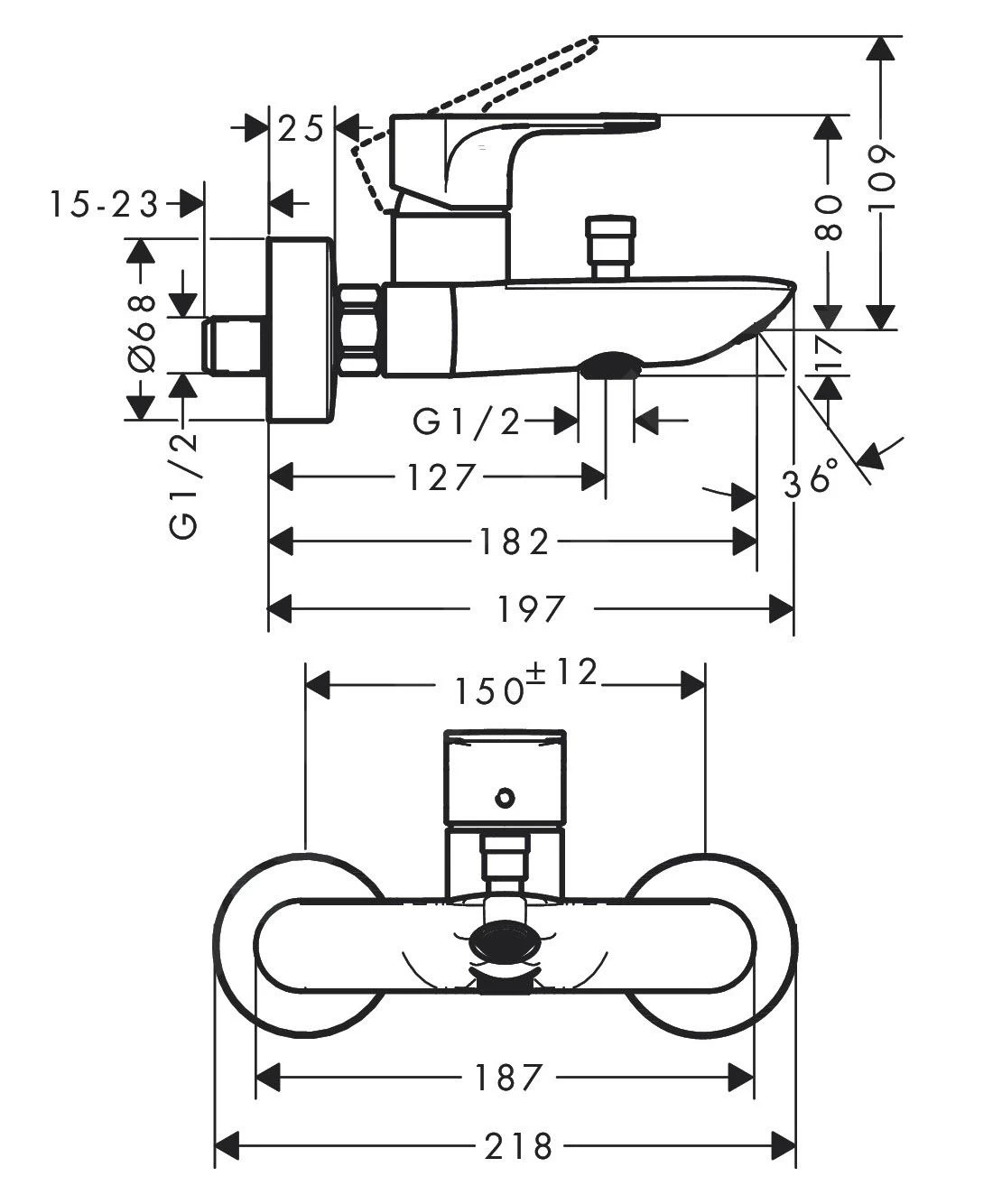 Hansgrohe Rebris E - Badkraan, Chroom 72450000 - Afbeelding 2