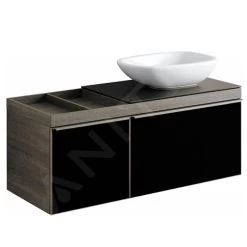 Geberit Citterio - Wastafelonderkast 560 Mm Voor Waskom, Met Bijzetplank, Glanzend Zwart/eik Grijsbruin 500.565.JJ.1