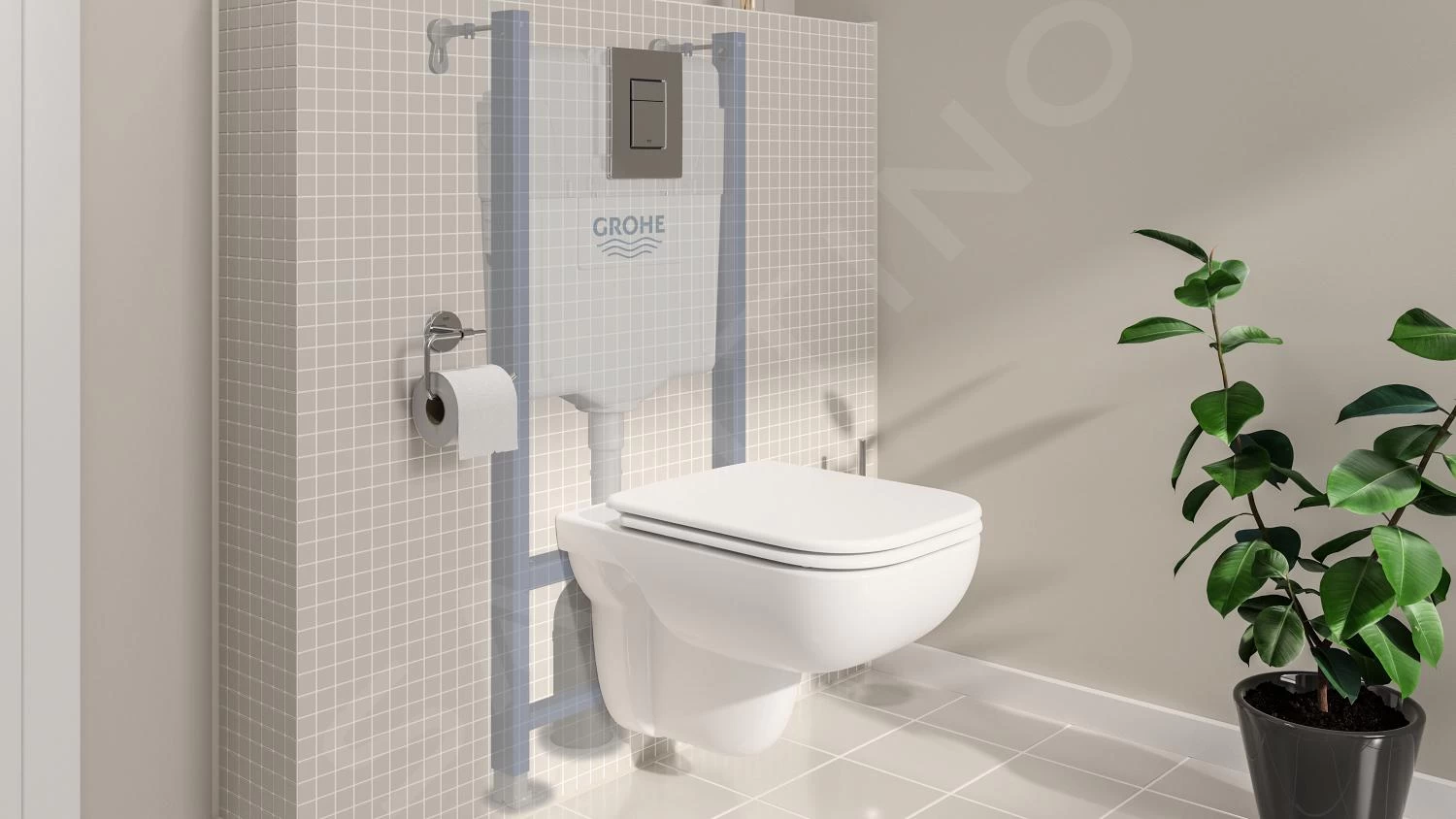 Grohe Solido - Voorwand Montageset, Edge Ceramic Toilet En Softclose Zitting, Even Bedieningsplaat, Chroom 39816000 - Afbeelding 7