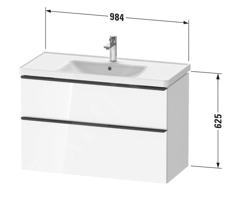 Duravit D-Neo - Wastafelonderkast 984x625x452 Mm, 2 Laden, Grafiet Mat DE435604949 - Afbeelding 2