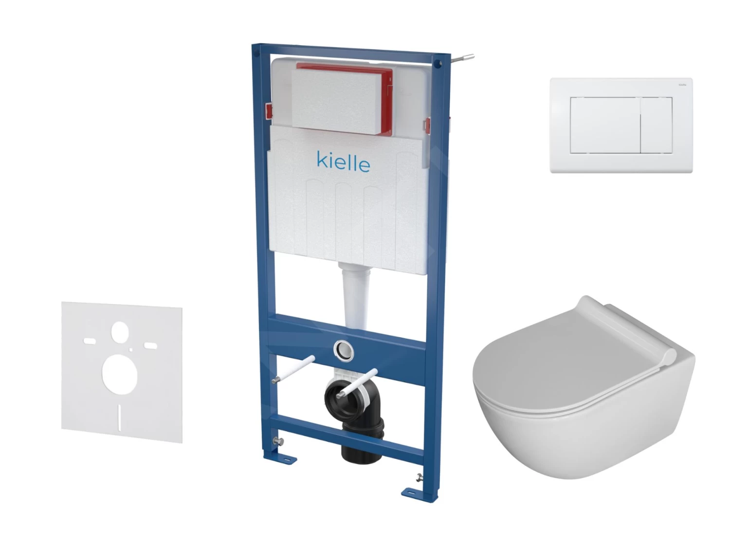 Kielle Genesis - Set Voorwandinstallatie, Toilet Gaia, Toiletbril Softclose En Bedieningspaneel Gemini III, Wit Glans 30505SS05