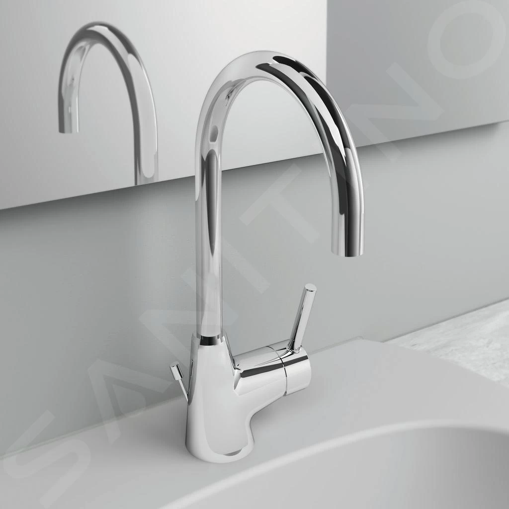 Ideal Standard CeraLine - Wastafelkraan Met Afvoer En Draaibare Uitloop, Chroom BC195AA - Afbeelding 5