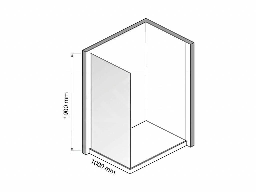 Lansanit LitEX - Vaste Douchewand 1000 Mm, Glanzend Aluminium/helder Glas SPF100-190-C - Afbeelding 2