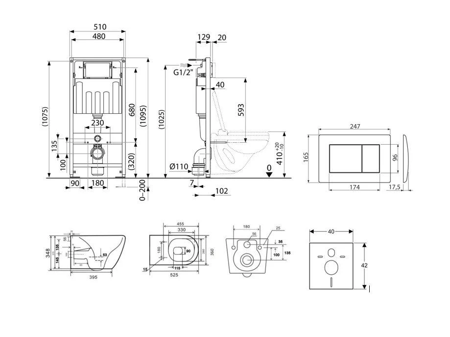 Kielle Genesis - Set Voorwandinstallatie, Toilet Gaia, Toiletbril Softclose En Bedieningspaneel Gemini III, Wit Glans 30505SS05 - Afbeelding 2