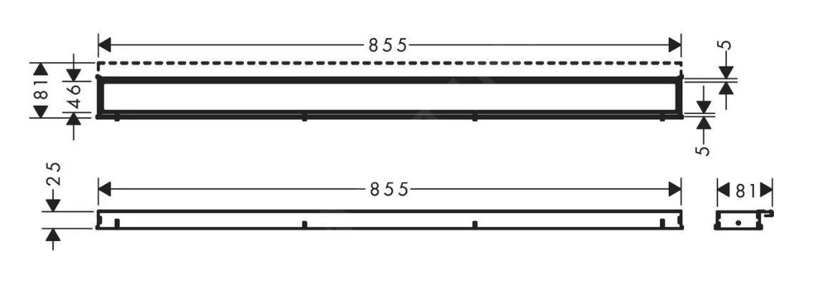 Hansgrohe RainDrain Match - Douchegoot Met Rvs Rooster 900, In Hoogte Verstelbaar Frame, Zwart 56040610 - Afbeelding 2